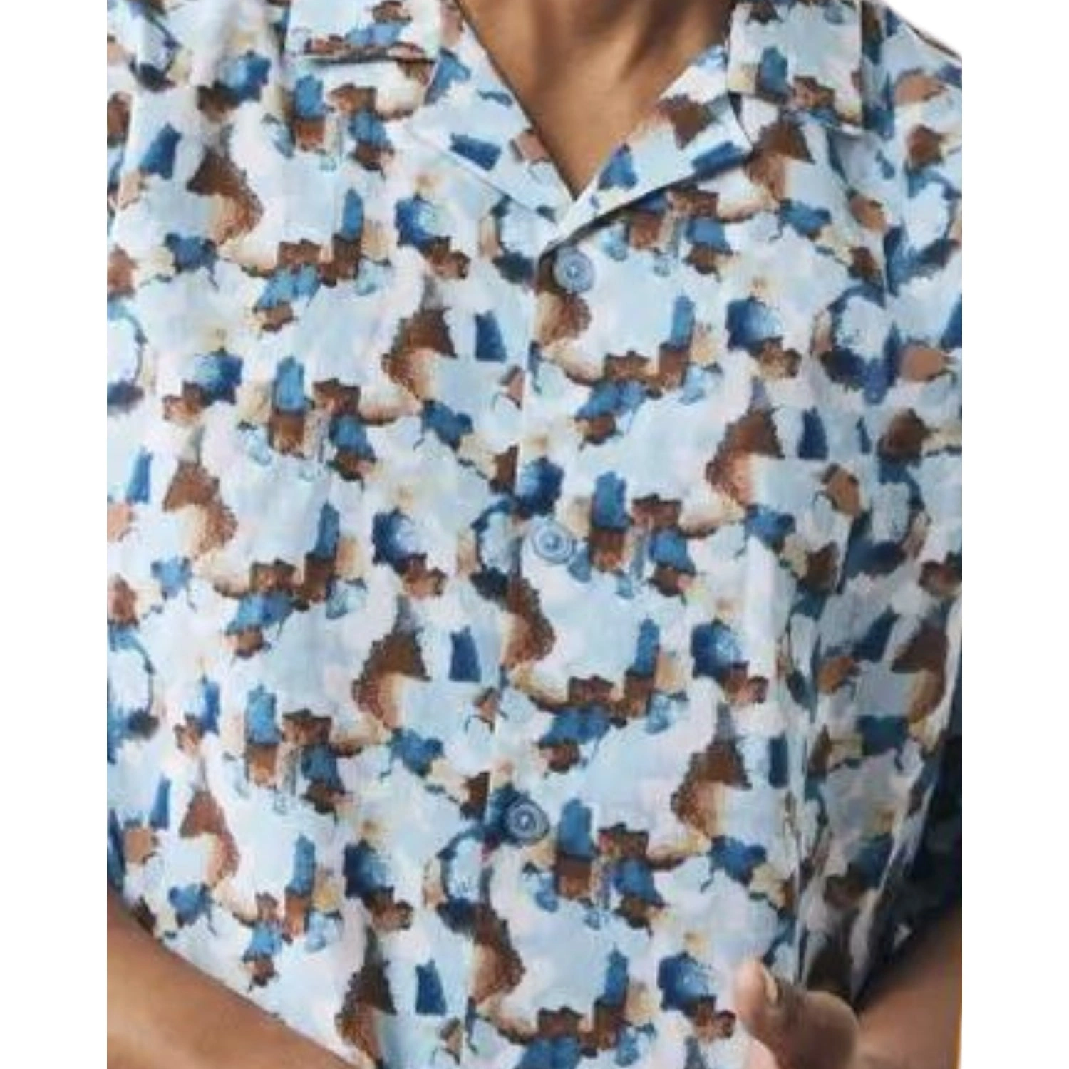 Blaues Aquarell auf Leinen: Dein Sommer-Button-Down, ein Hauch von Kunst und Freiheit.