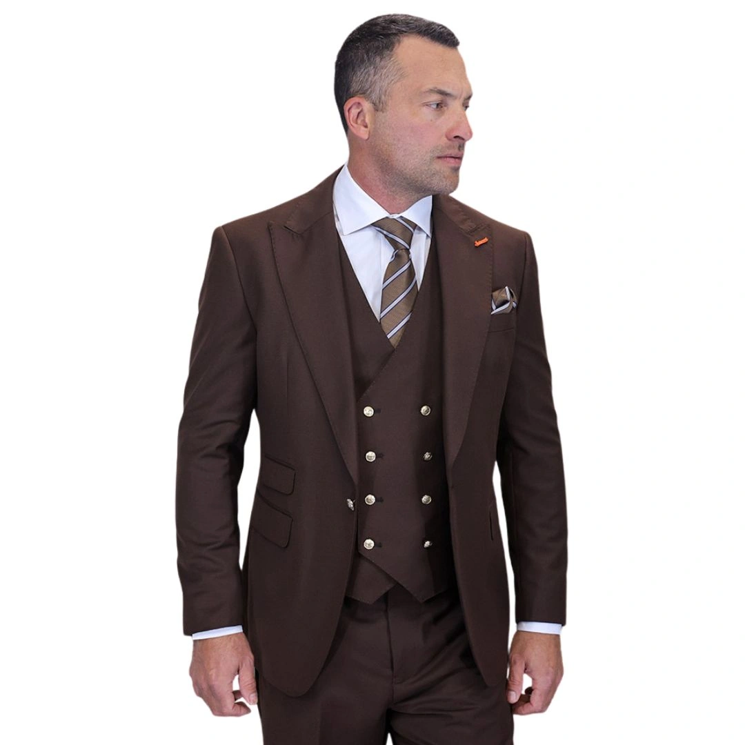 Aether Crest: Strahlender Braun – Die perfekte 3-teilige Anzugholzkollektion.